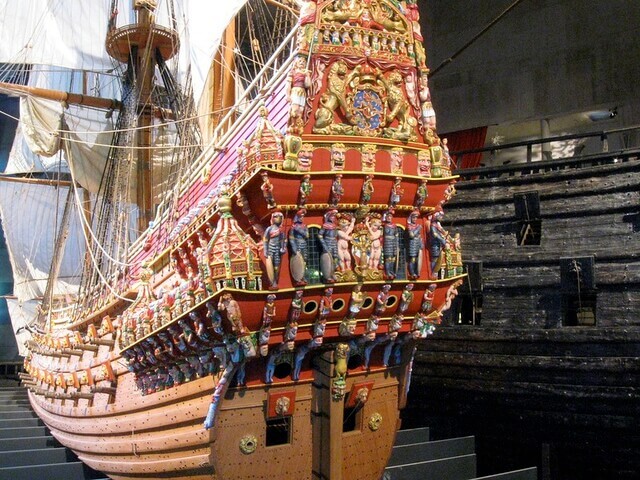 arrière de la maquette du Vasa au Vasa Museum de Stockholm