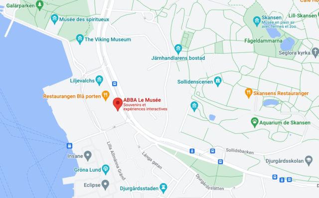Carte pour localiser le Musée ABBA de Stockholm