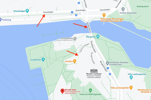 Itinéraire à pied pour aller au Musée Vasa Stockholm