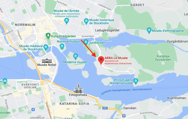 Plan de Stockholm pour localiser le Musée ABBA
